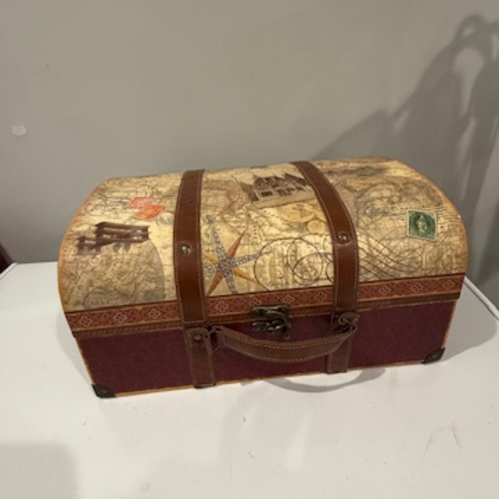 Punch Studio Vintage Old World Map Paperboard Suitcase - Picture 8 of 8